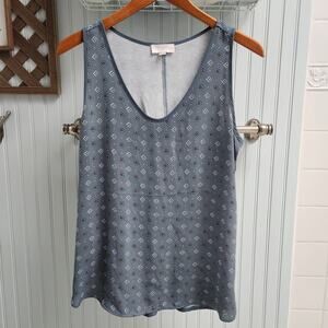 Ann Taylor Loft Grey Floral Pattern Sleeve Scoop Neck Blouse